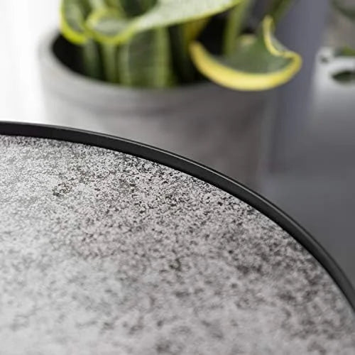 Round Metal Accent Sofa End Table Glass Ceramic Tile Top B9880