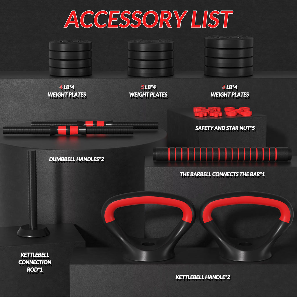 4-in-1 Adjustable Dumbbell, Barbell, and Kettlebell Set A958678