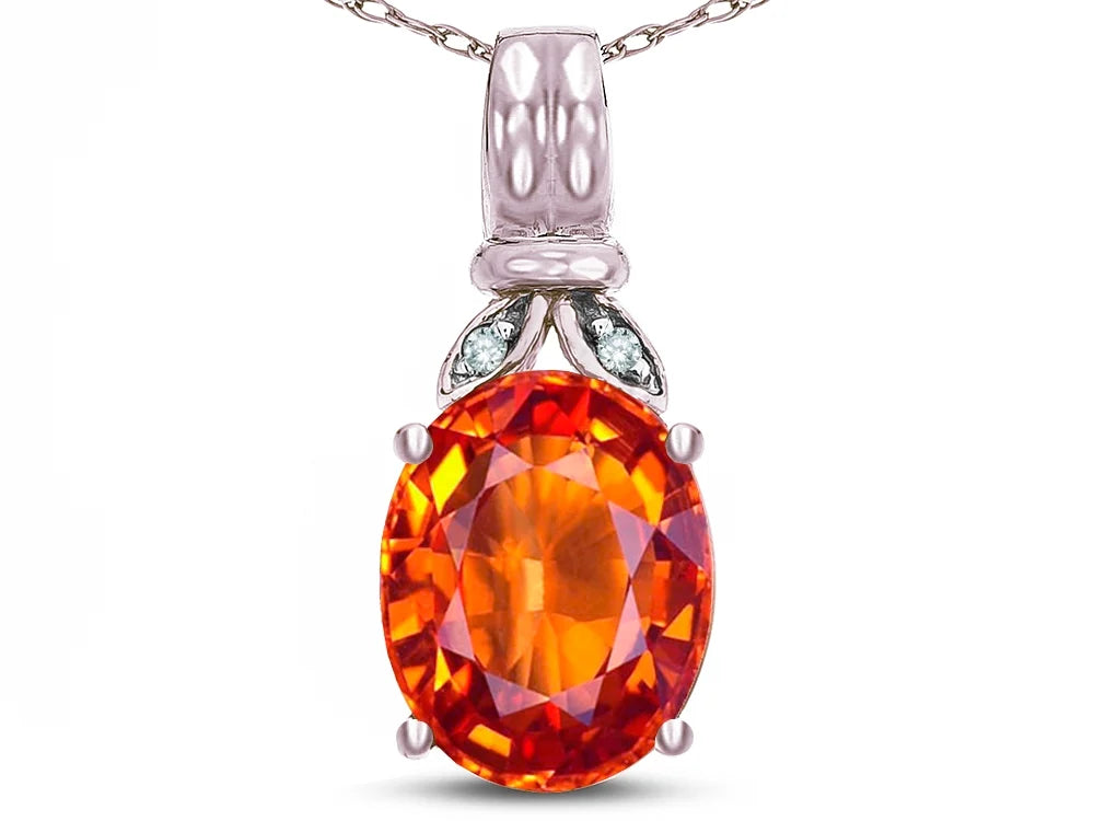 Oval 10x8 Simulated Orange Fire Opal Pendant Necklace X174