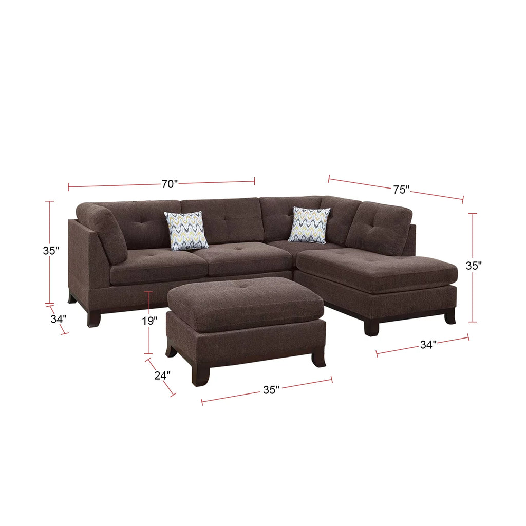 Chenille Reversible Sectional Sofa with Ottoman U2408