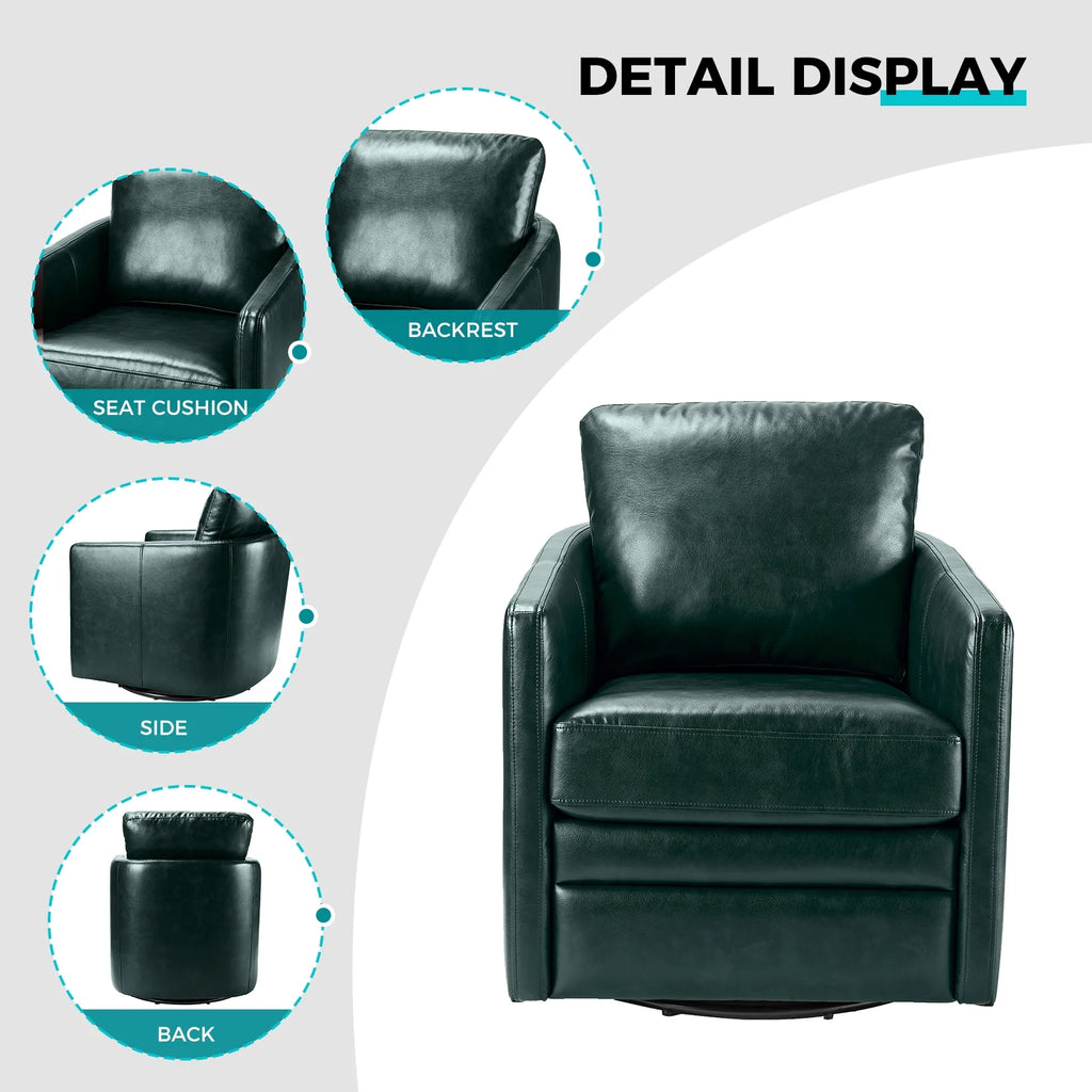 Green Faux Leather Swivel Accent Chair Set of 2 F38815