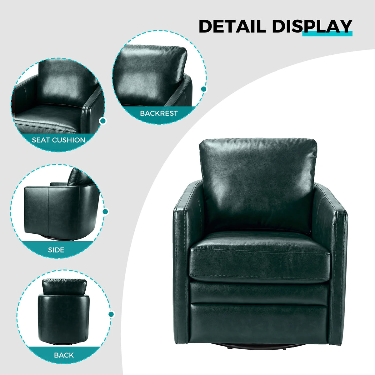 Green Faux Leather Swivel Accent Chair Set of 2 F38815