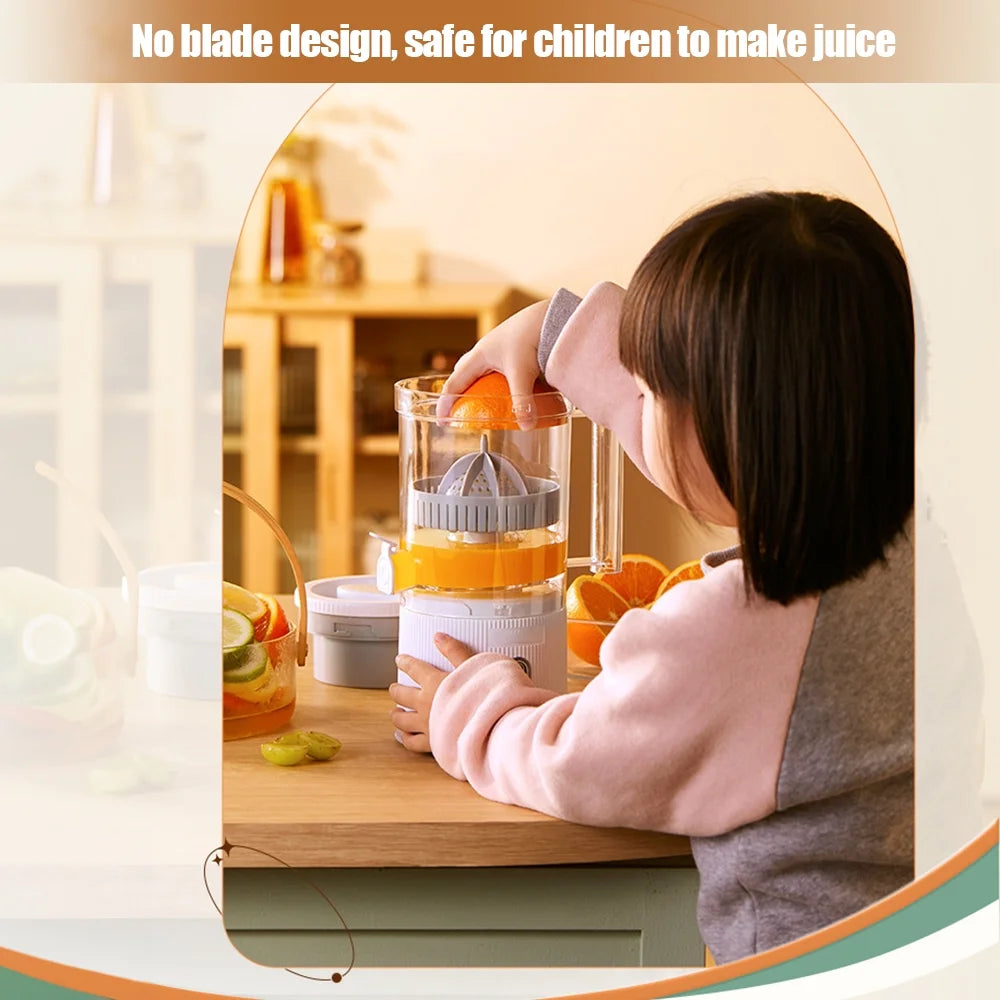 Electric Citrus Juicer Squeezer with Pulp Basket, 300ml, USB Charging, BPA-Free (White) V50116