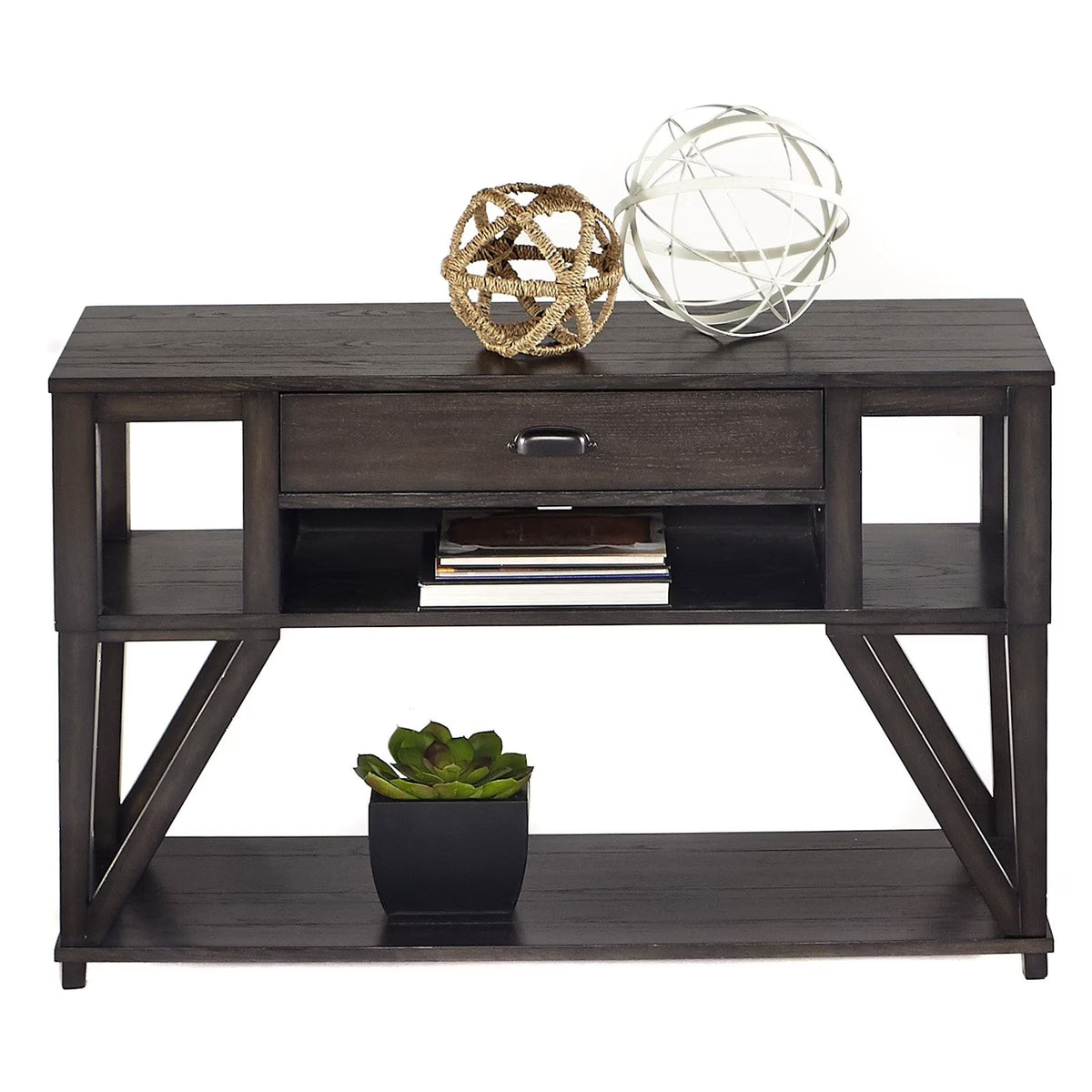 Wood Sofa Console Table in Midnight Oak Brown I197983