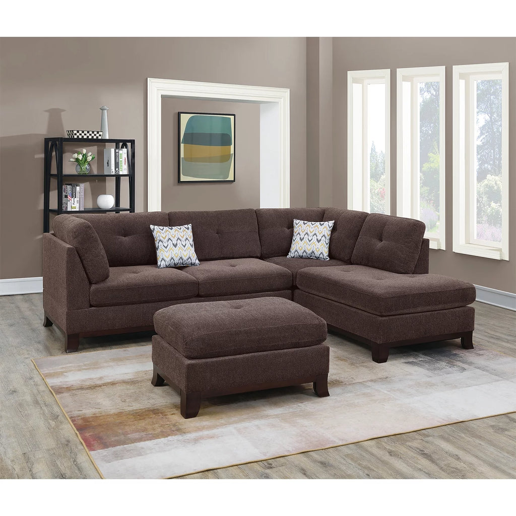 Chenille Reversible Sectional Sofa with Ottoman U2408