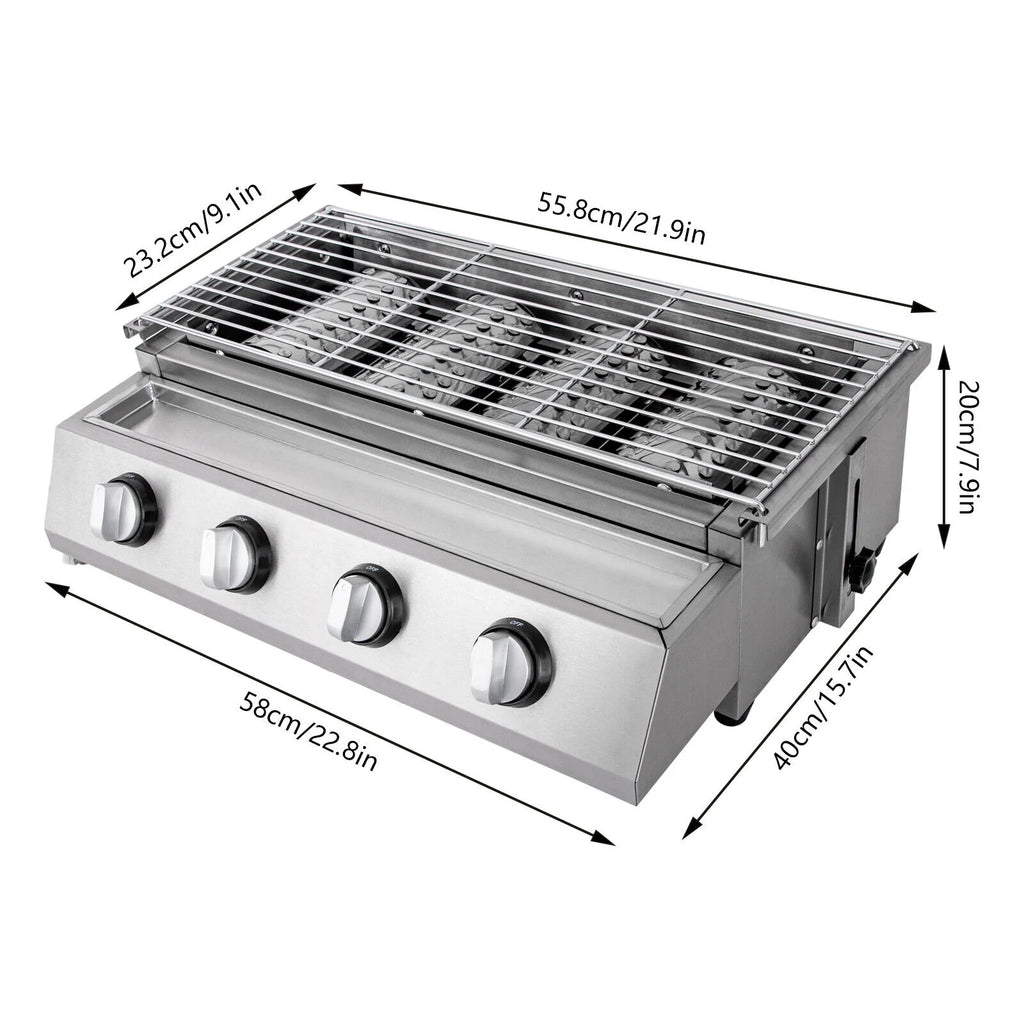 4-Burner Portable Propane Gas Grill with Steel Hood K771468