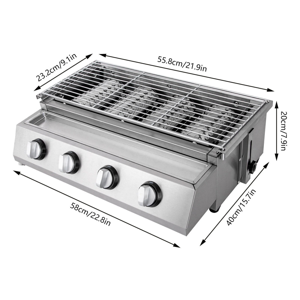 4-Burner Portable Propane Gas Grill with Steel Hood K771468