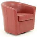 Red Faux Leather Swivel Club Chair Z3360
