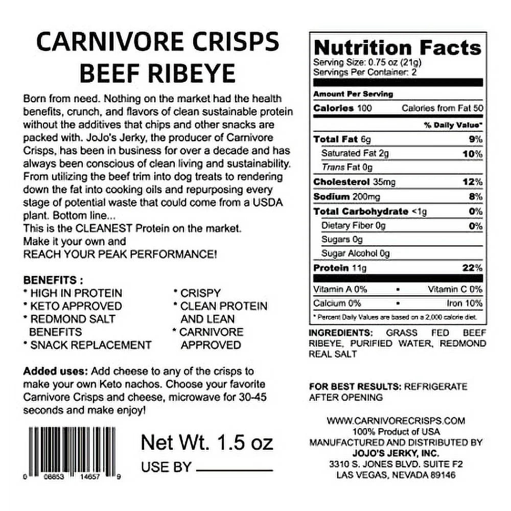 Beef Ribeye Crisps, (3) 1.5 oz bag L151