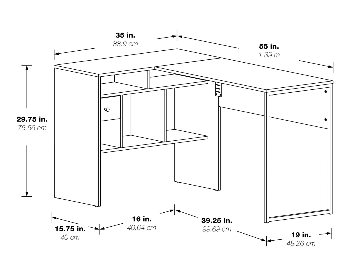 L-Shape Desk in Farm Oak Finish R53306