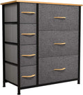 Brown Storage Cabinet Dresser with 7 Fabric Drawers and Metal Frame M7061