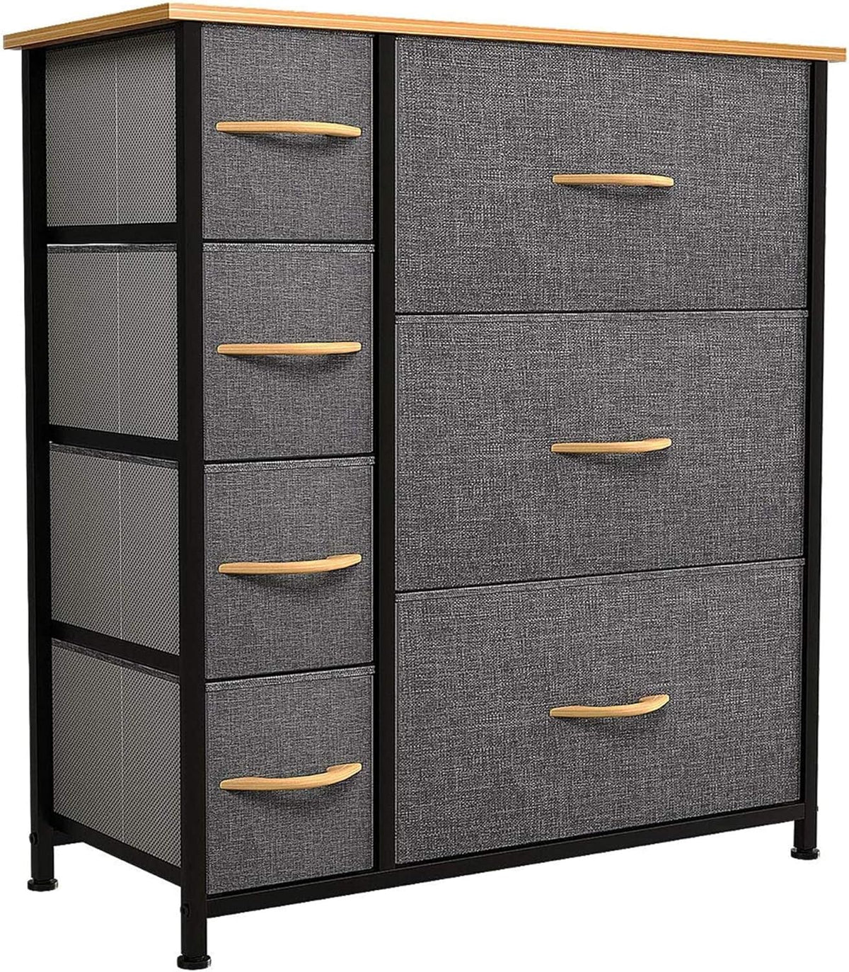 Brown Storage Cabinet Dresser with 7 Fabric Drawers and Metal Frame M7061