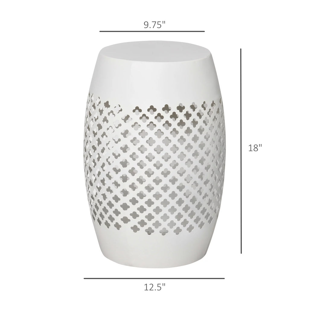 12.5" White Steel Round Side Table F78009