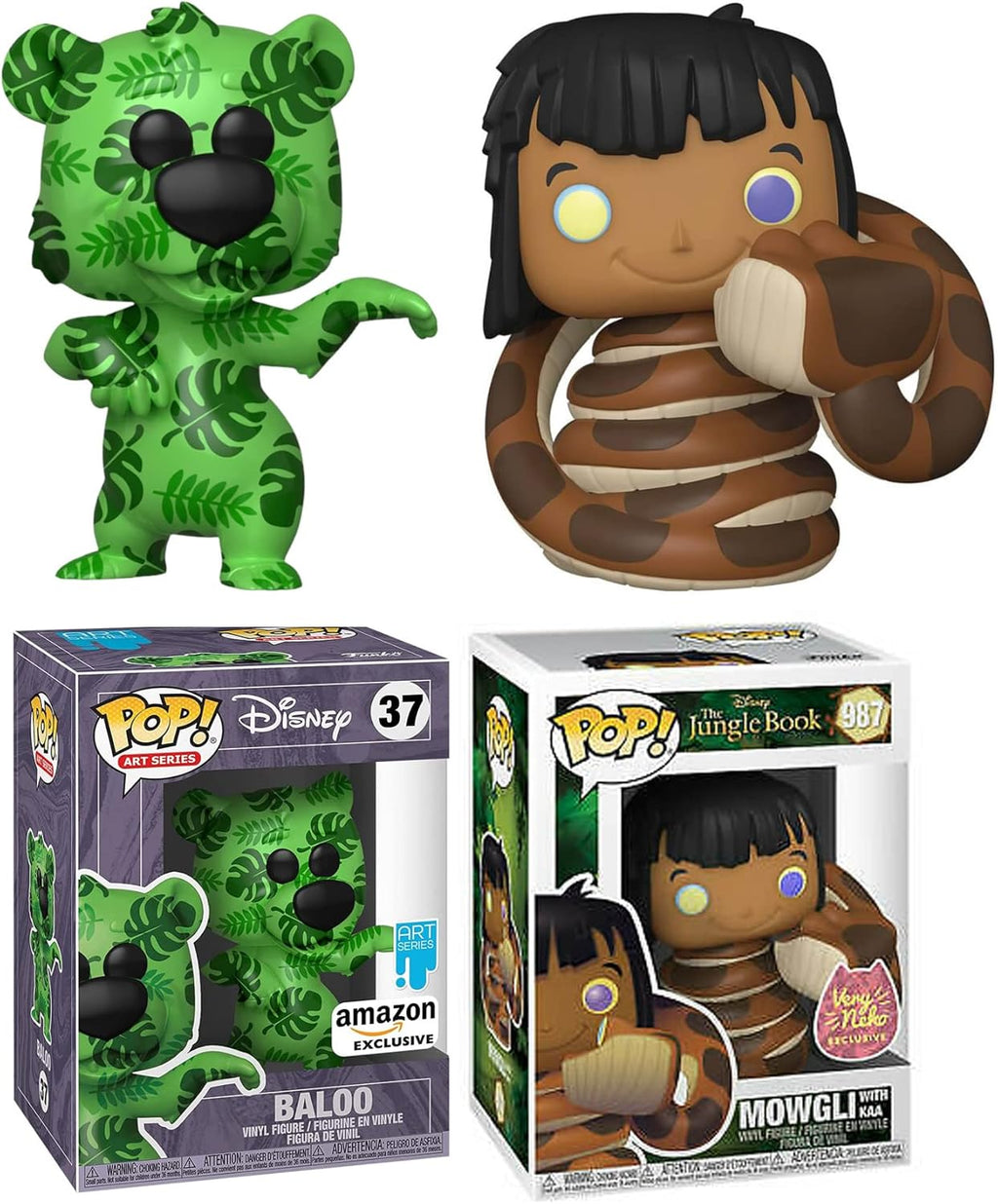 Bear Artist Figure with Jungle Book Baloo Plastic Protective Case + Mowgli with Kaa Pop! 2 Items T77716