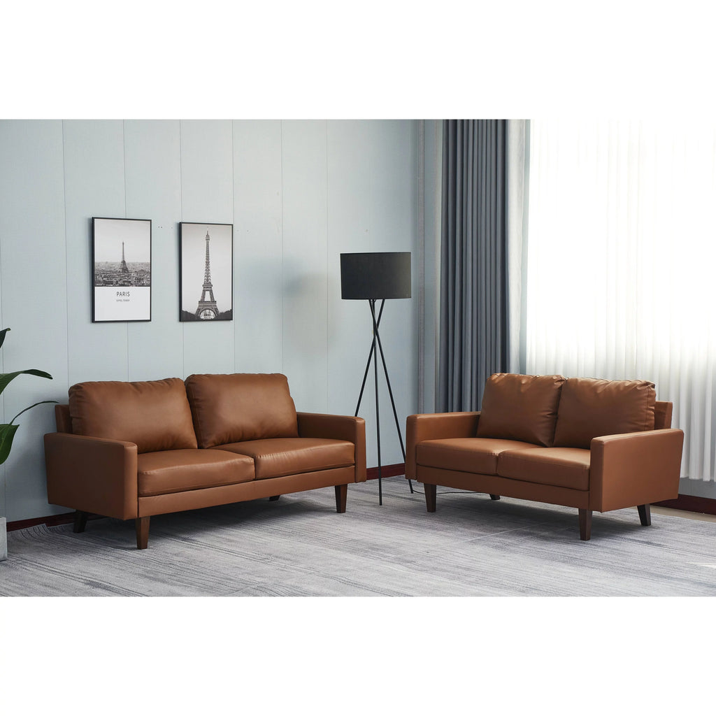 Black 2 Piece Faux Leather Loveseat and Sofa I79486