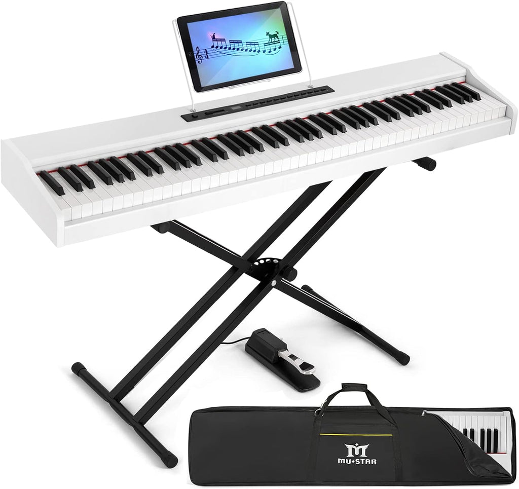 88 Weighted Keys Digital Piano with Stand, Semi Weighted Electric Piano, Black Y37265