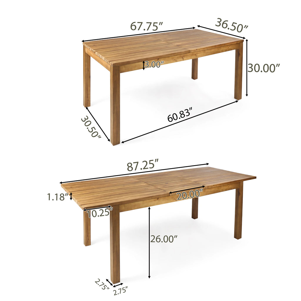 Acacia Wood 9 Piece Expandable Dining Set S485031