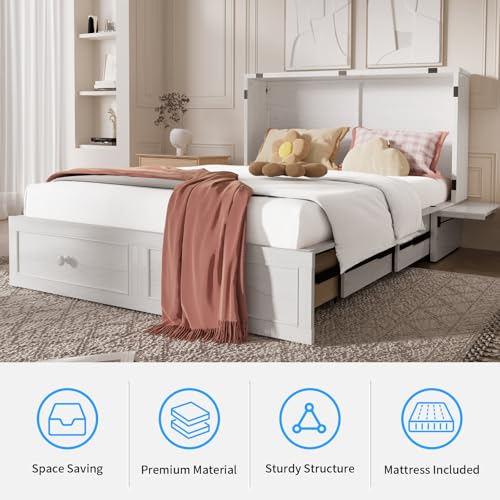 Queen Murphy Bed with Storage Drawers O350405