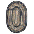 6' x 9' Navy Blue Beige Oval Area Rug D308459