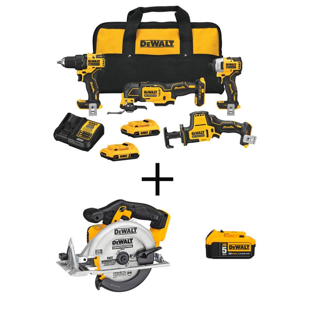 4-Tool Cordless Brushless Combo Kit with 6-1/2 in. Circular Saw and 5.0Ah Battery O158