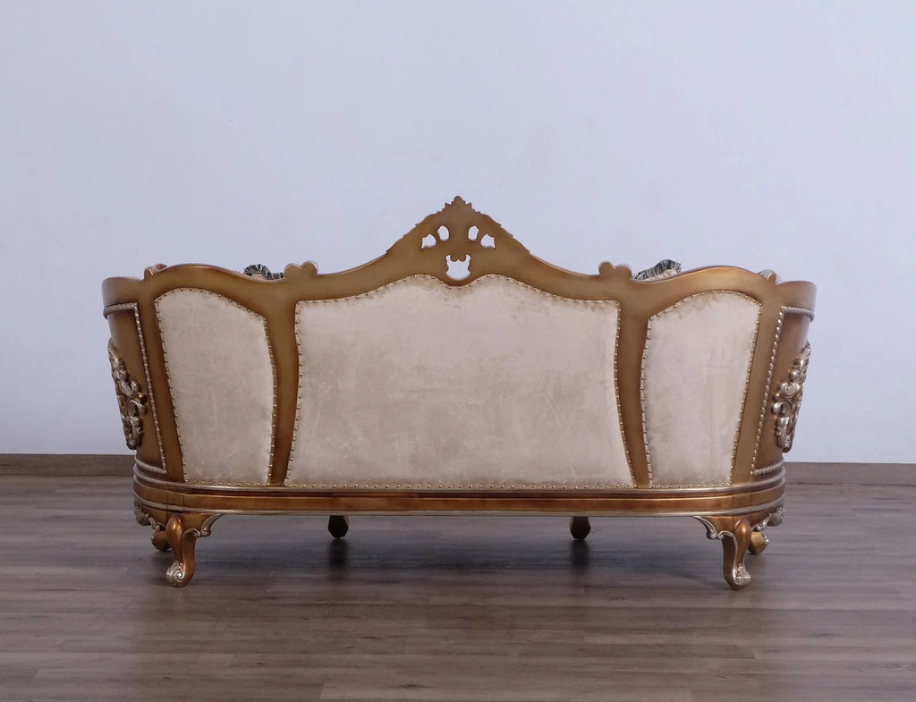Black & Gold Wood Trim Loveseat J3863