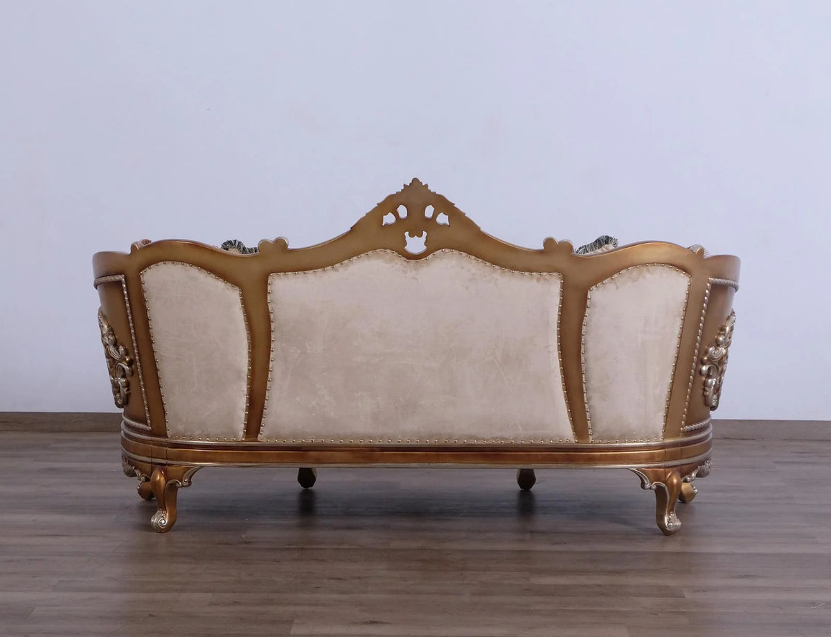 Black & Gold Wood Trim Loveseat J3863