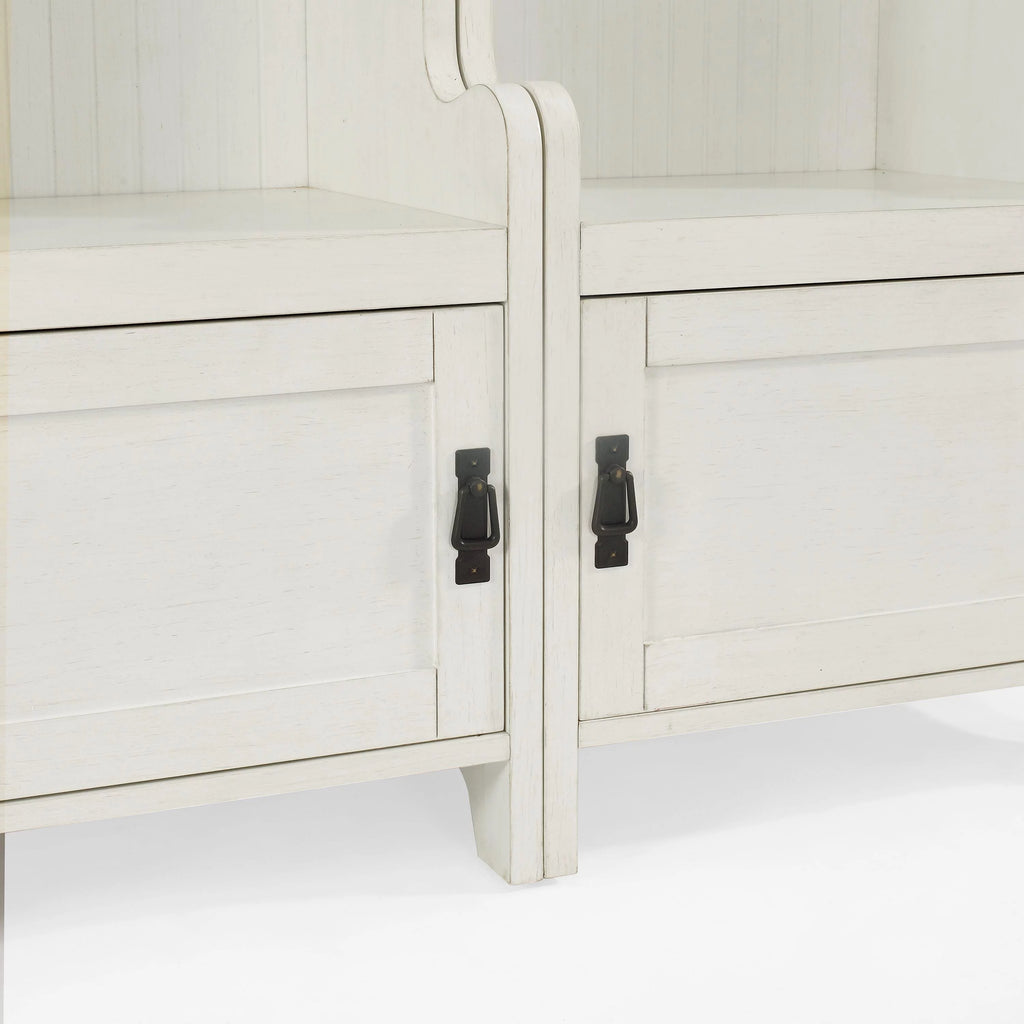 Distressed White Wood Hall Tree (Set of 2) L88315