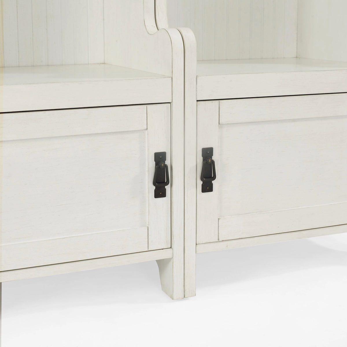 Distressed White Wood Hall Tree (Set of 2) L88315