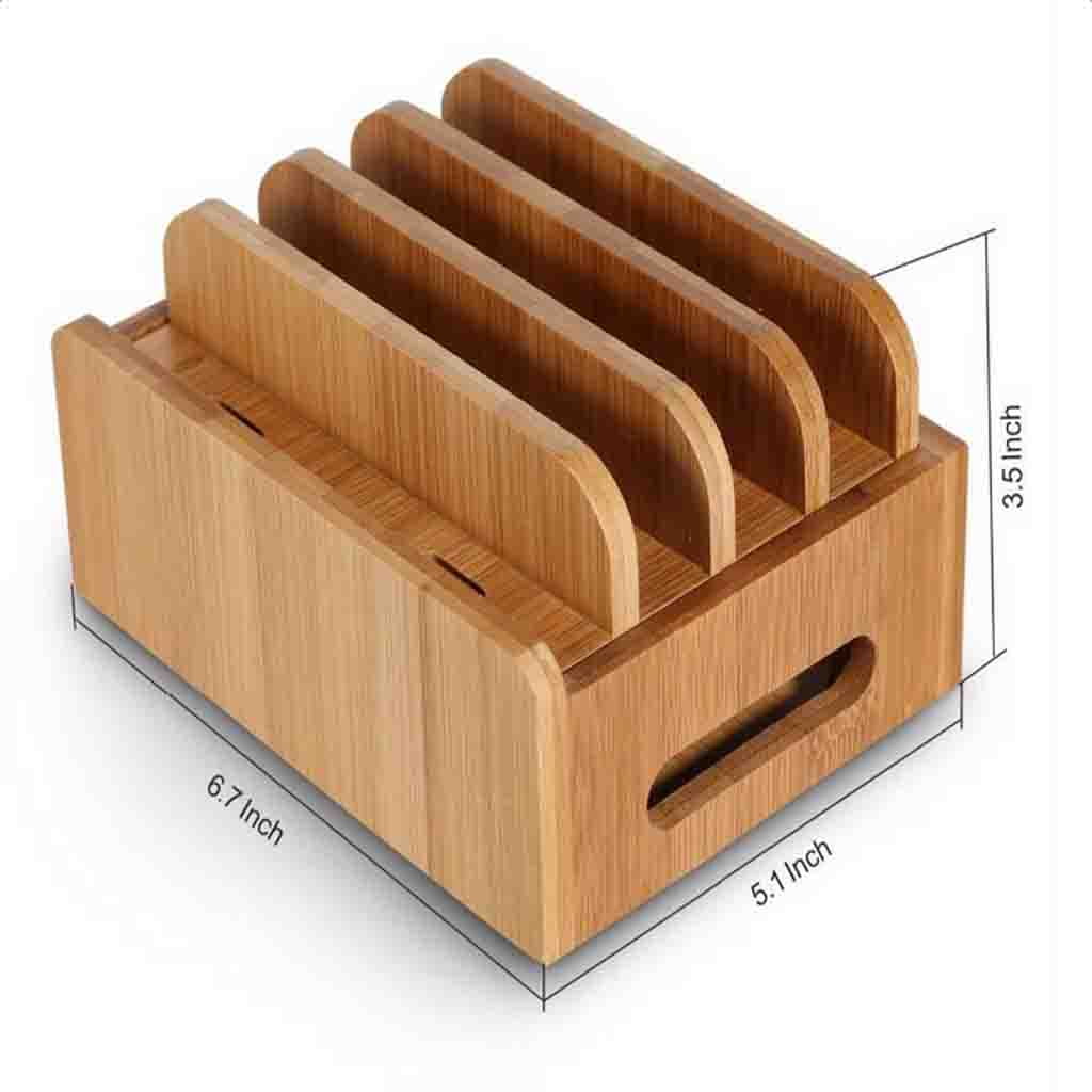 4 Slots Bamboo Charging Station & Organizer W19377
