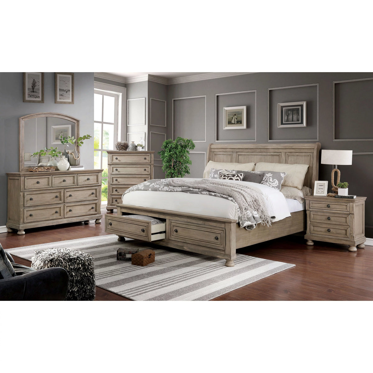 Grey Acacia 7-Drawer Dresser and Mirror Set N57684