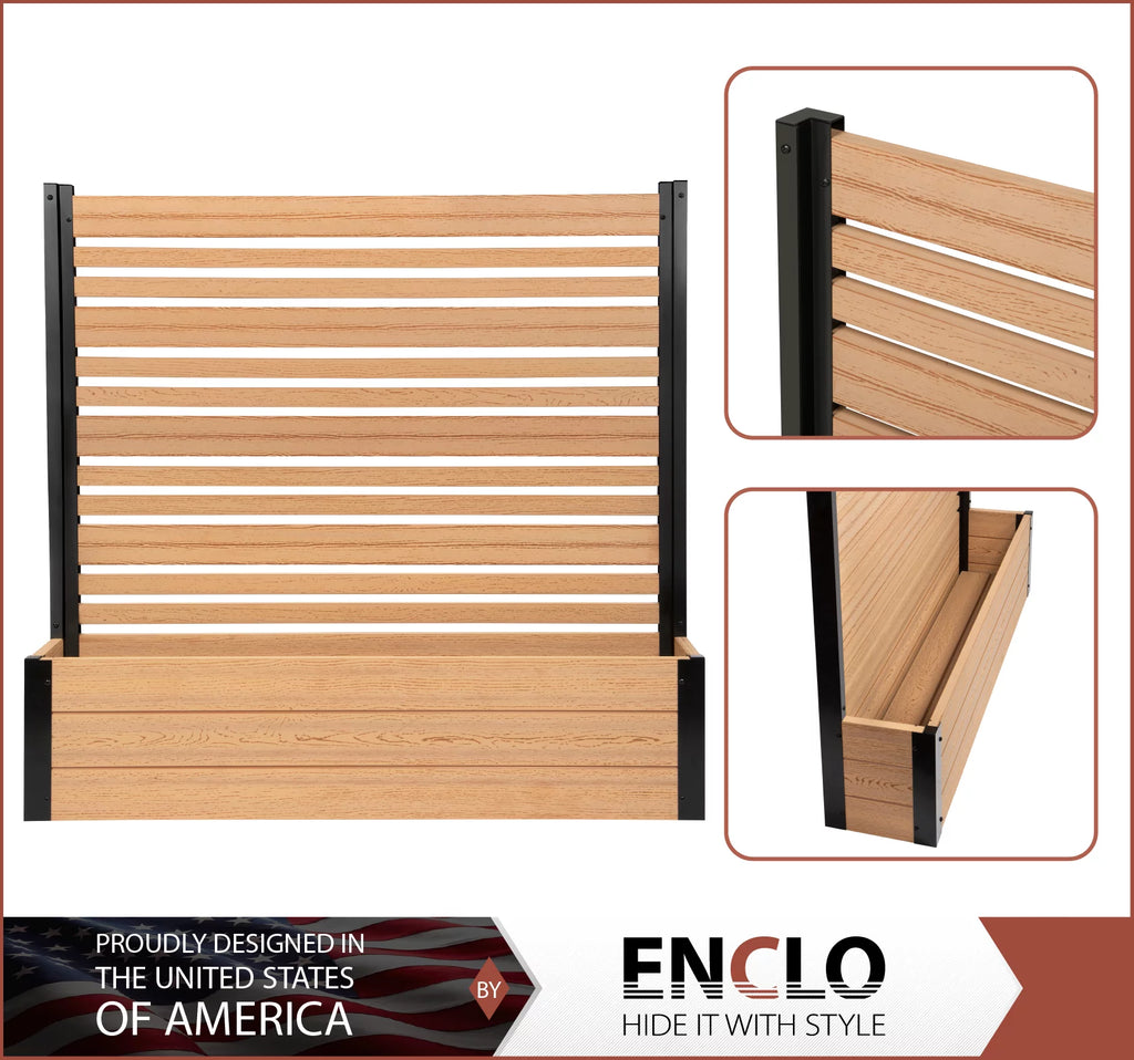 Freestanding Vinyl Outdoor Privacy Screen and Planter Box Kit D958