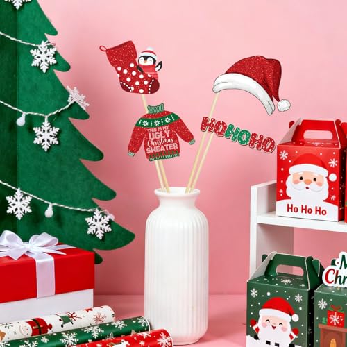 30pcs Glitter Christmas Photo Booth Props Set E3543