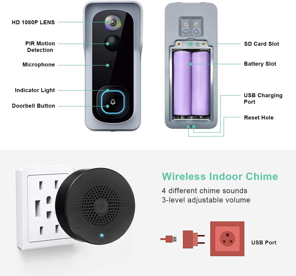 1080P HD Wireless Video Doorbell Camera with Chime O552
