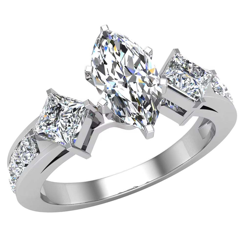 14K White Gold Diamond Engagement Ring B7034