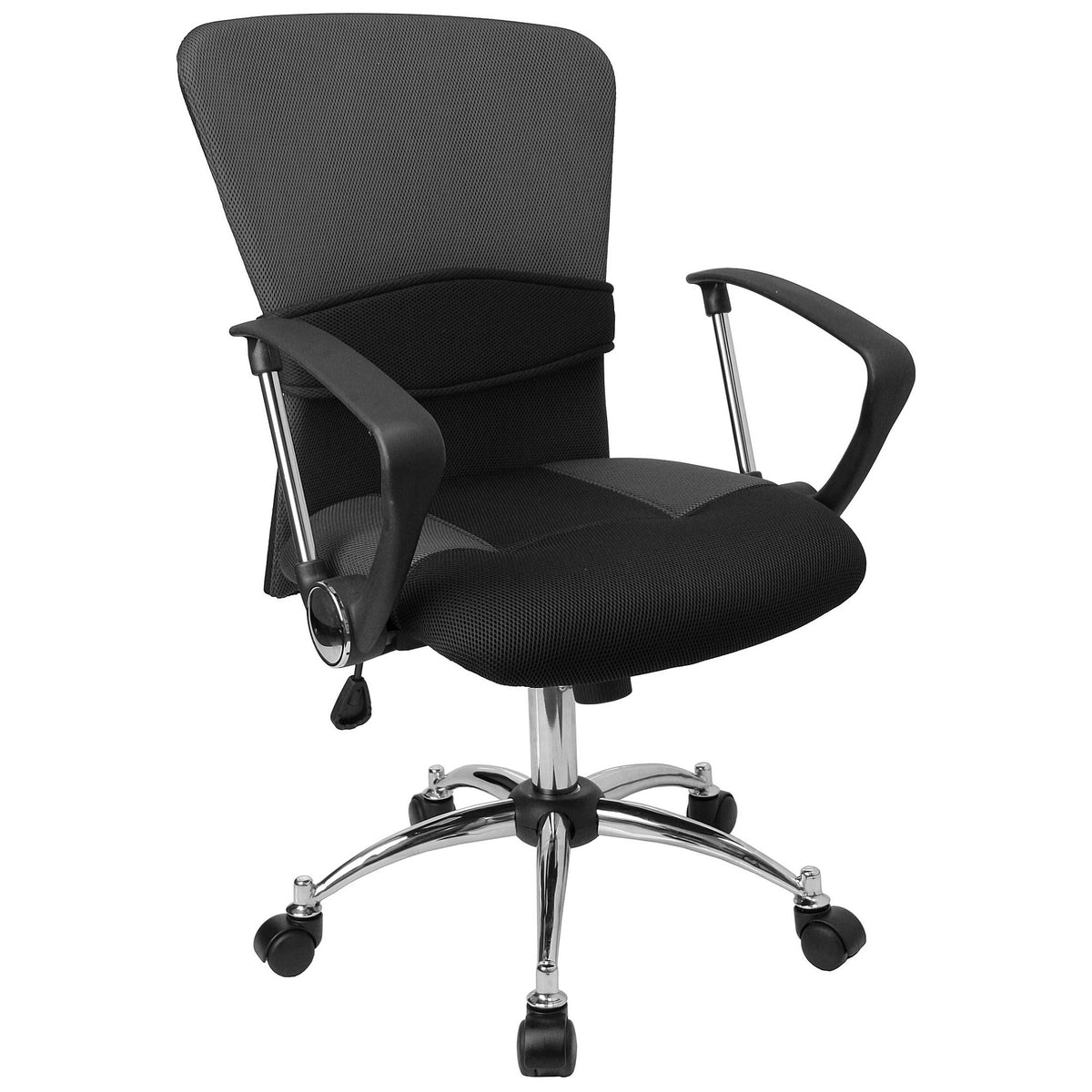 Grey Mesh Swivel Task Office Chair with Adjustable Lumbar Support and Arms Z30000