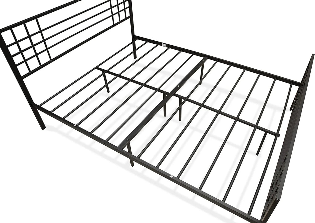 Black Bed Frame with 9 Metal Legs M2421
