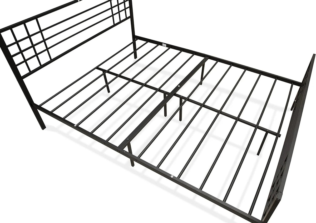 Black Bed Frame with 9 Metal Legs M2421