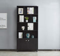 Modern Bookcase with 2 Doors 68 Tall Wooden Bookshelf with 7 Compartments L6733