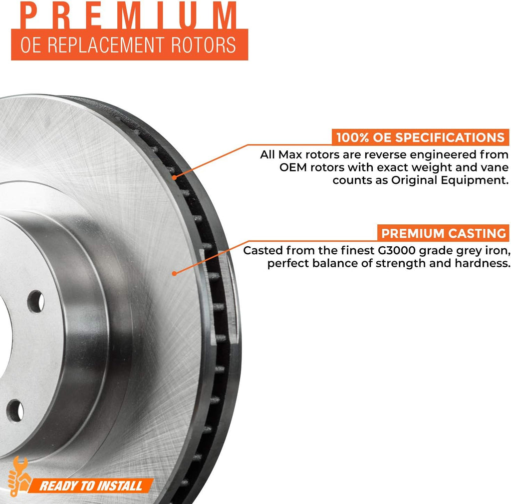 Max Brakes Premium OE Rotors with Carbon Ceramic Pads H2990