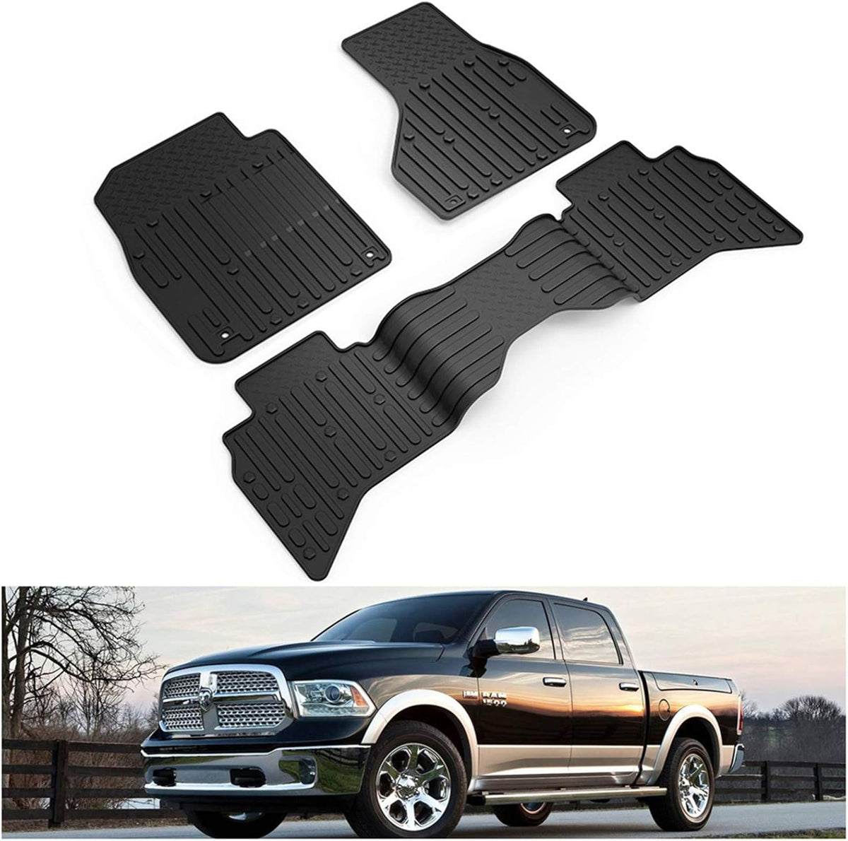 Black TPE Floor Mats for Dodge Ram 1500 Quad Cab K88771