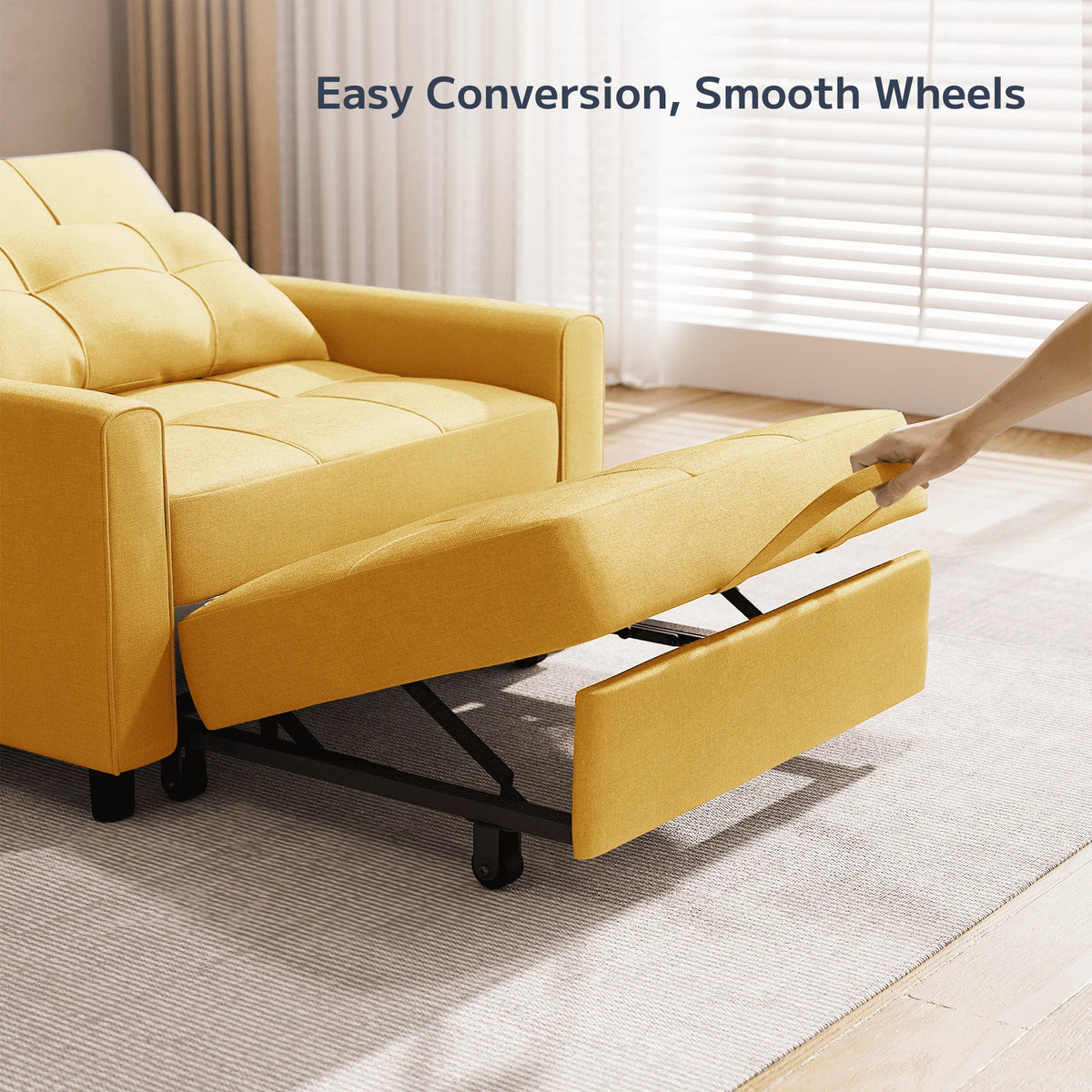 Light Gray 3 in 1 Convertible Sleeper Sofa E940