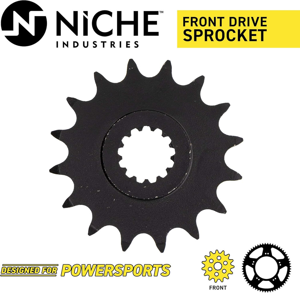 Drive Sprocket Chain Combo Front 16 Rear 45 Tooth 520NZ Standard 114 Links Pack of 2 Y737