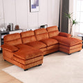 White Corduroy U Shaped Modular Sofa Sleeper with Double Chaise W327203