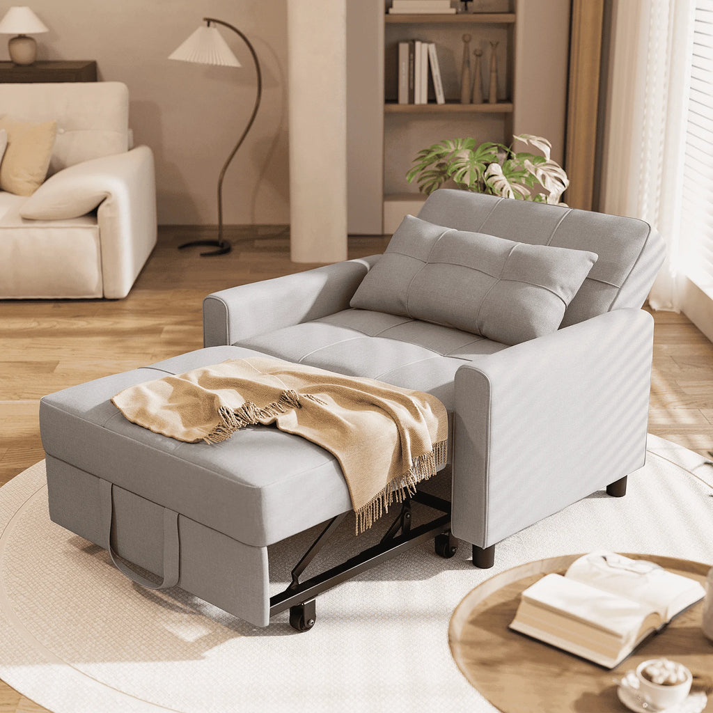 Light Gray 3 in 1 Convertible Sleeper Sofa E940