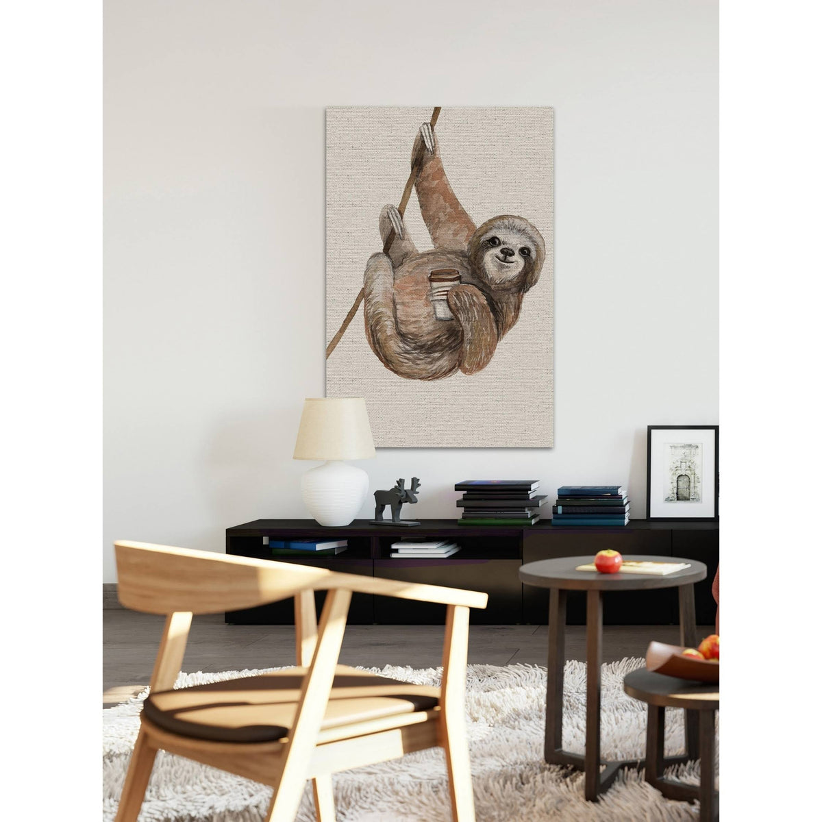 Handmade Hanging Sloth Print on Wrapped Canvas - 20 x 30 R983064