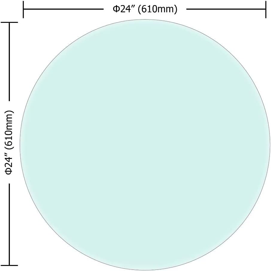24 Inch Round Tempered Glass Table Top Clear 1/2 Inch Thick Beveled Polished Edge F656