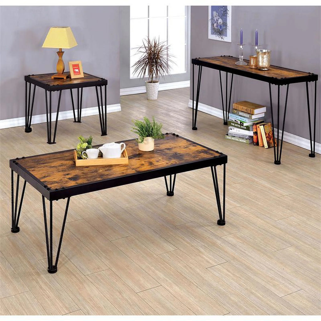 Black Industrial Metal Square End Table O496