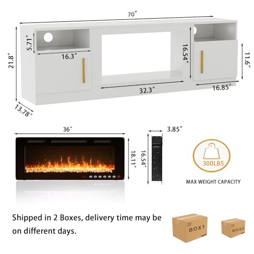 Black 70 Inch Electric Fireplace TV Stand M764058