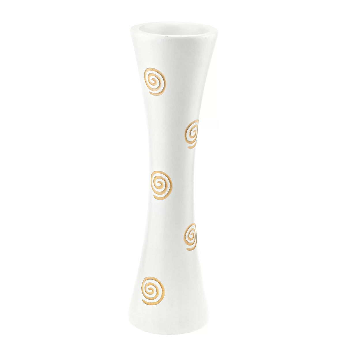 White Carved Spiral Mango Wood Flower Vase L433