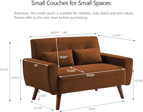 Green Small Loveseat Sofa with Wood Legs Y1389